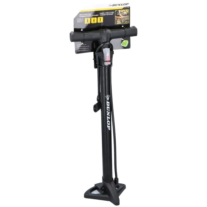 Dunlop Fietspomp - staande pomp voor Presta, Dunlop, Schrader ventiel - 12 bar