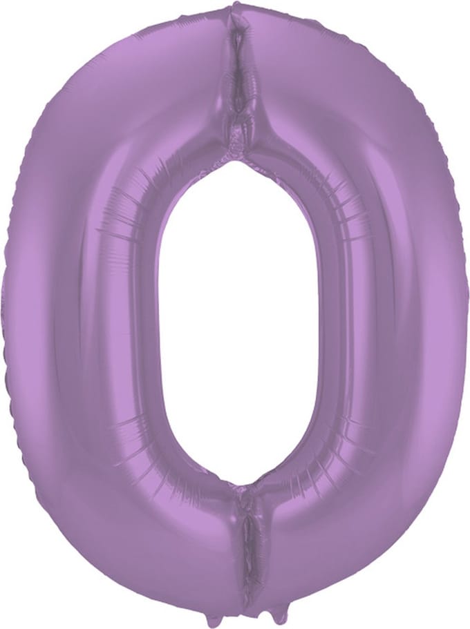 Folat - Folieballon Cijfer 0 Paars Metallic Mat - 86 cm