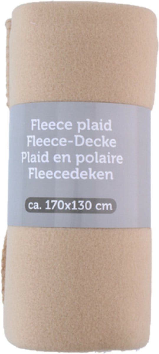 Excellent Houseware Deken / plaid - fleece - 170 x 130 cm - beige