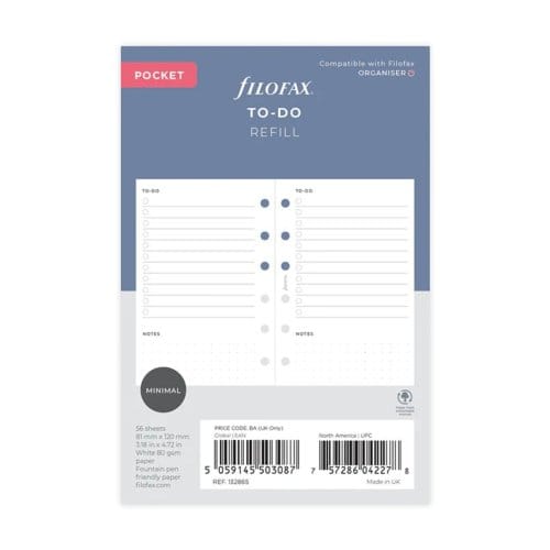 Filofax organiser interieur, formaat pocket, to do