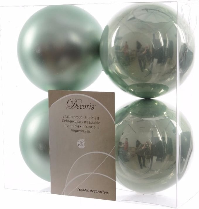 Onbreekbare mint groene kerstballen 10 cm - 8 stuks - kerstversiering