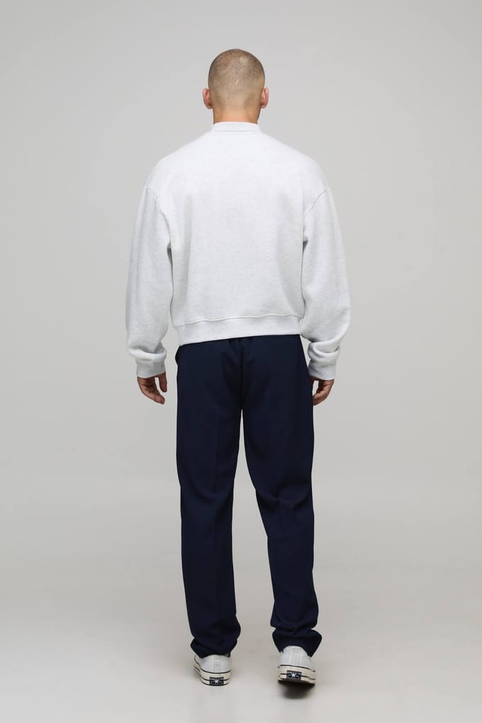 Straight Fit Smart Elasticated Pintuck Trousers | Navy | Size Small
