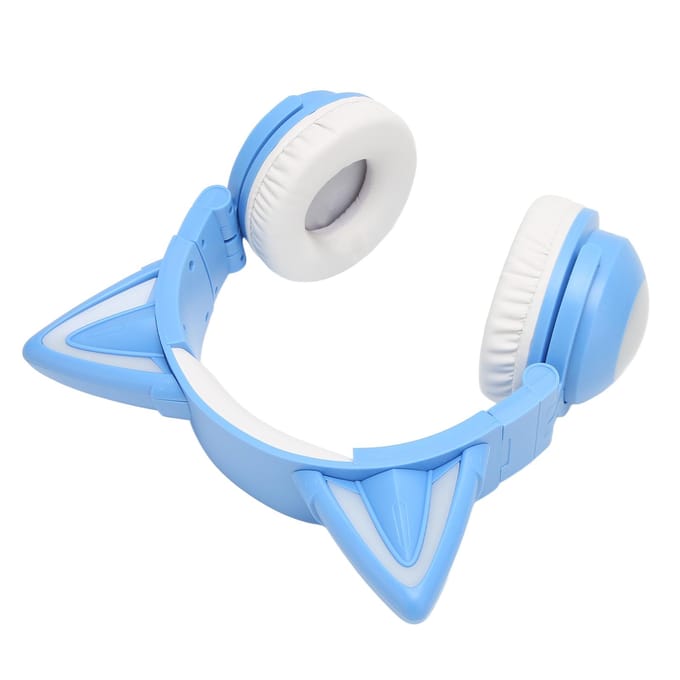 Kattenoren Bluetooth Headset Stereo Schattig Hoge Gevoeligheid Ingebouwde Microfoon Verstelbare LED Kinderheadset blauw