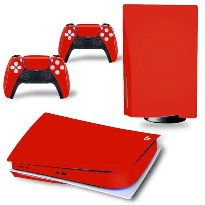 Gadgetpoint - Console & Controller Stickers voor PS5, PlayStation 5 - Performance Gaming Skin - Bescherming Accessoires - Carbon - Rood