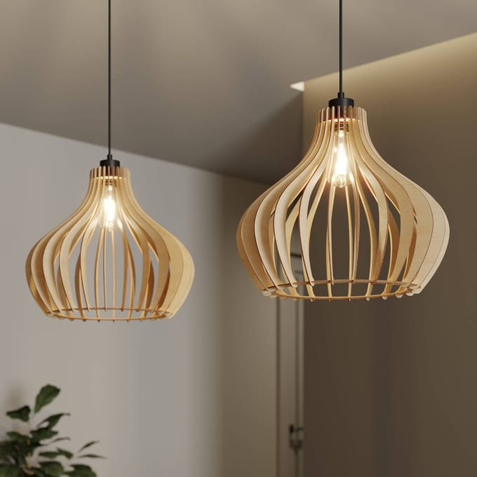 Envostar Faje hanglamp, berkenmultiplex, 2-lamps