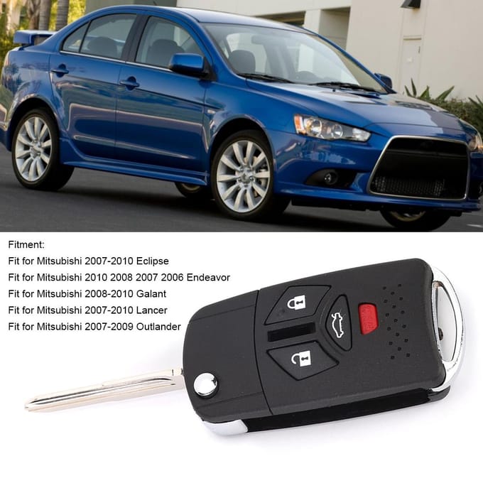 3+1 Knop Klapbare Afstandsbediening Flip Shell Sleutelhanger Hoes Fit voor Mitsubishi 20072010 Eclipse black