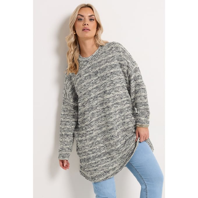 Yours Blauw Gestreept Sweatshirt Met Textuur Size 44