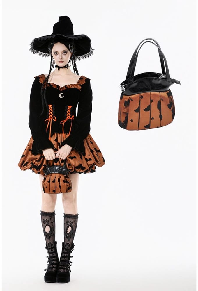 Dark in Love - Halloween Bat & PumpkinInspired Handtas - Oranje