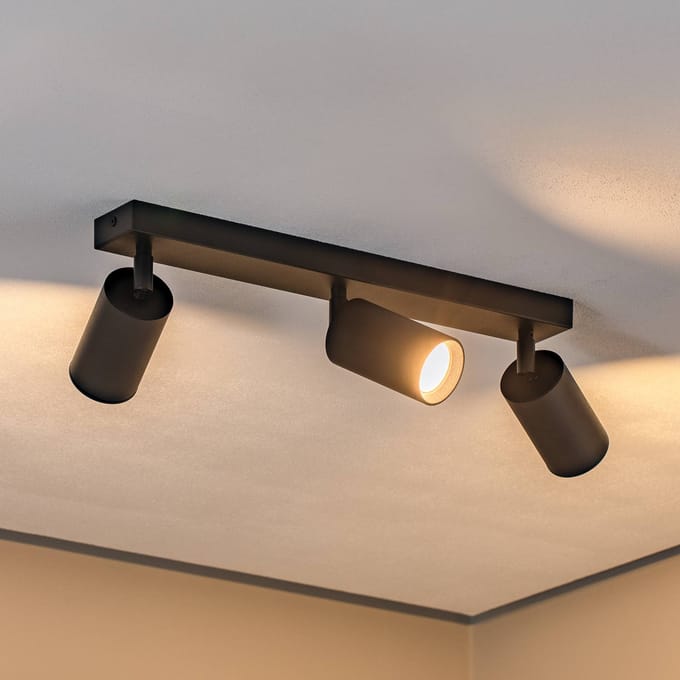 Argon Plafondspot Sado zwart staal verstelbaar 3-lamps lang