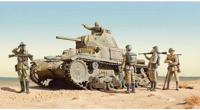 Modelbouwset Tank M14/41 met Italiaanse Infanterie Schaal 1:35