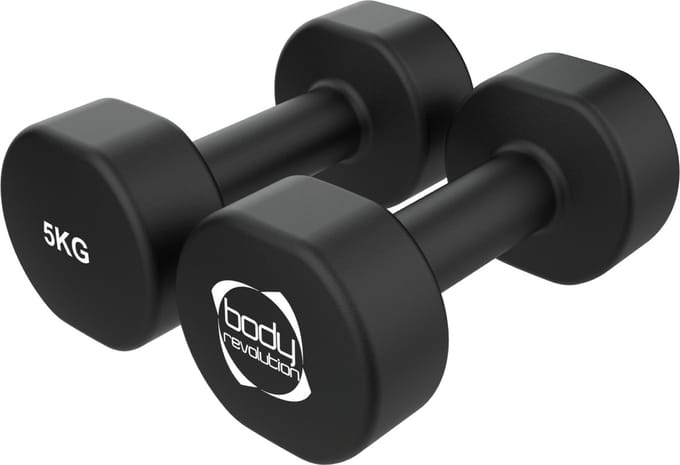 Neopreen halters - zwart - 2x5kg - anti-rol onderkant