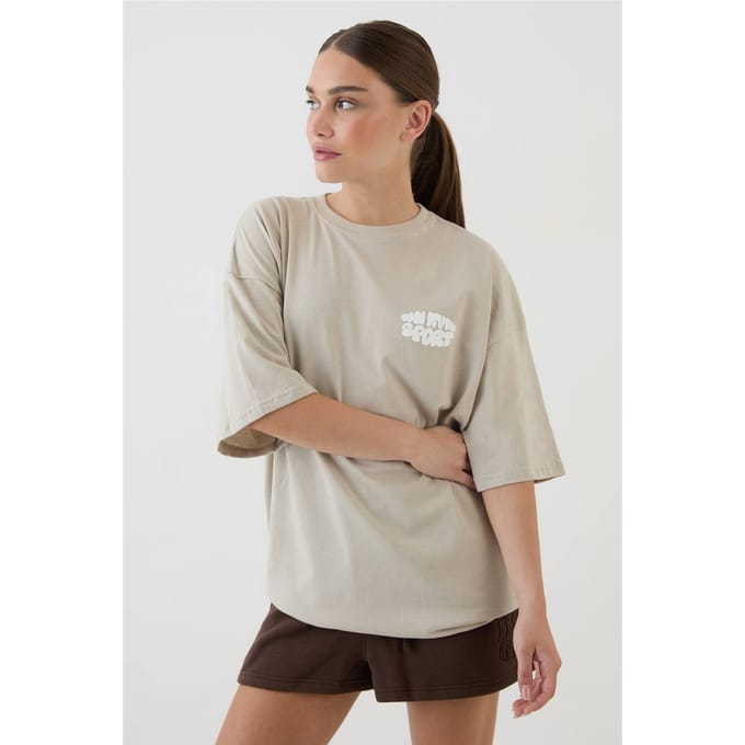 Dames Dsgn Studio Sport Bubble Print Oversized T-shirt | Steen | Maat: Small