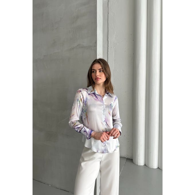 Textured Abstract Print Overhemd met Knopen