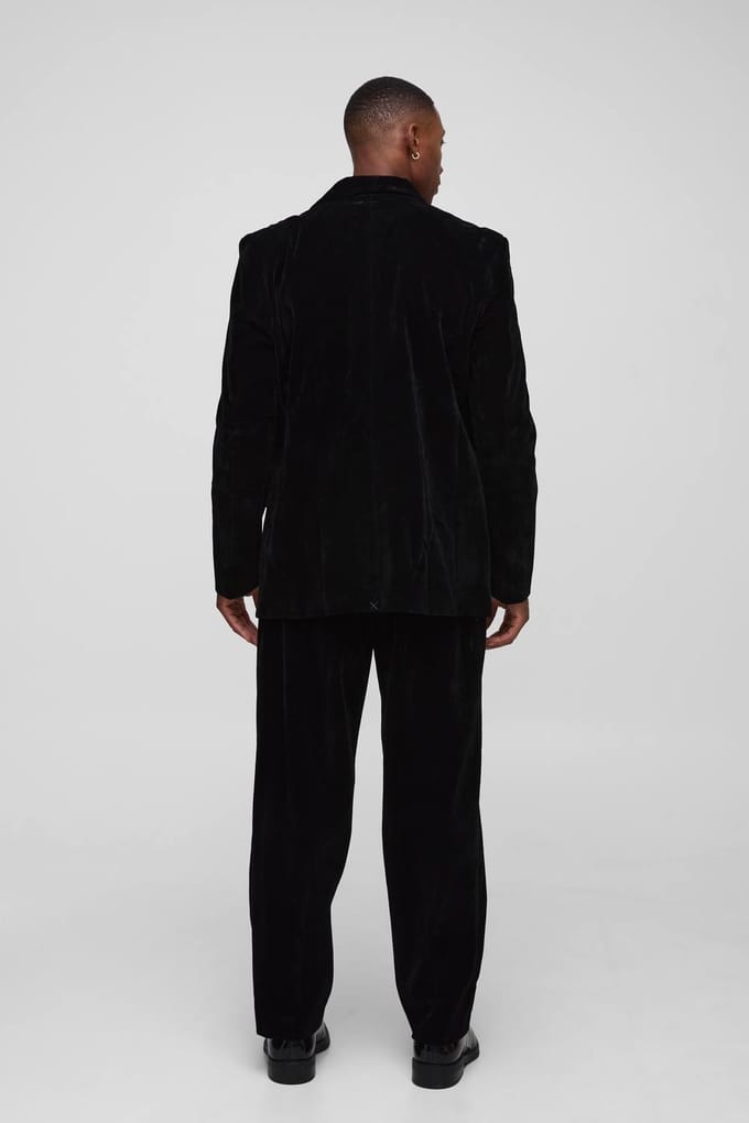 Relaxed Fit Shawl Kraag Velours Blazer | Black | Size 36