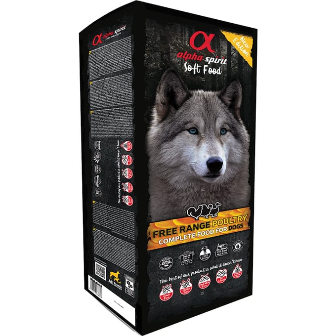 9kg Semi-Moist Complete Free Range Poultry Alpha Spirit Hondenvoer
