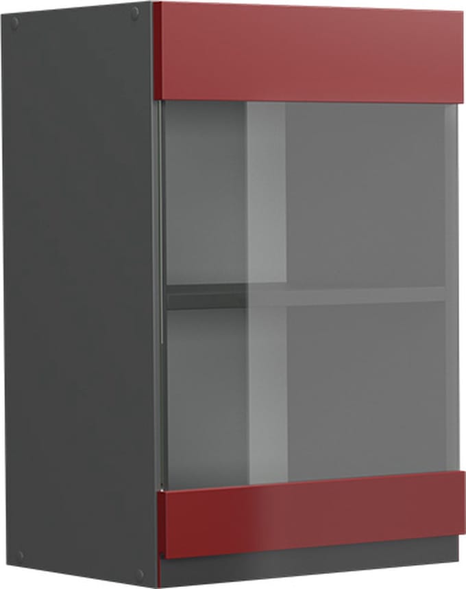 Vicco R-Line Glazen keukenkast – 40 cm J-vorm Rood