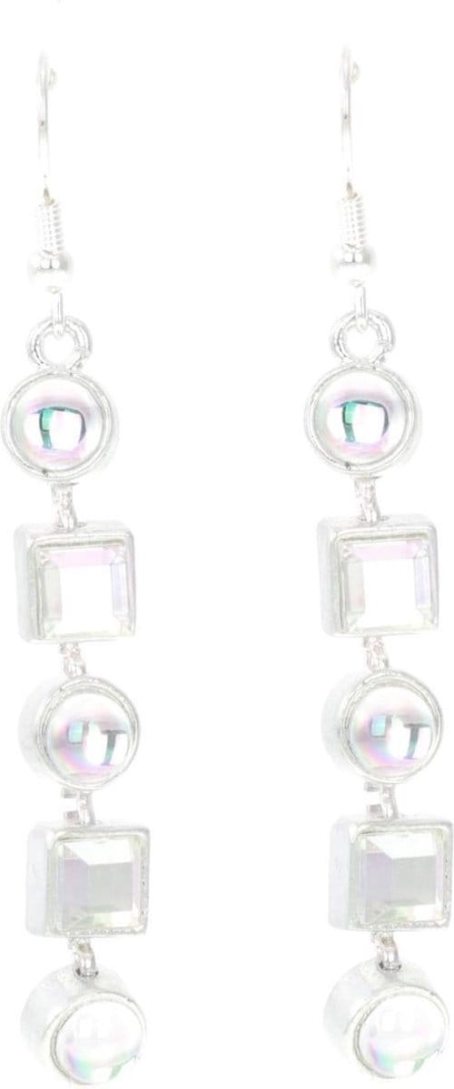 Behave - Oorbellen zilverkleur multikleur stenen - Glam look - Avond