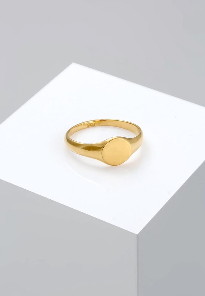 Elli Ring zegelring royal mat geo basic trend 925 zilver verguld