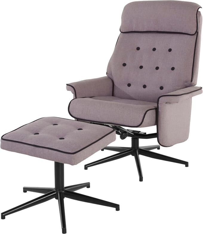 Newton-Fauteuil met krukgrijs en zwart