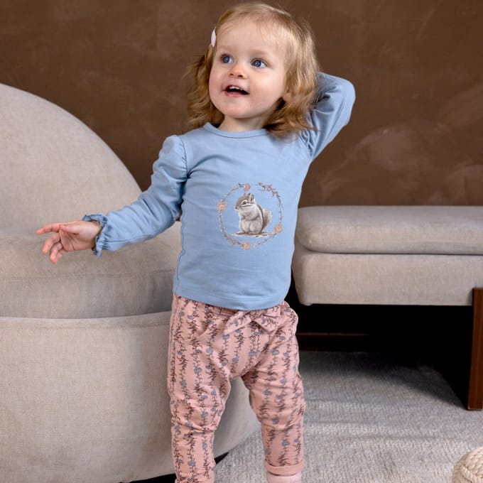 Dirkje-Meisjes broek-Dusty pink - Maat 80