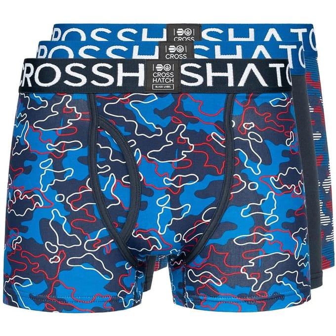 Crosshatch Heren Linamo Open Fly Boxer Shorts (Blauw)