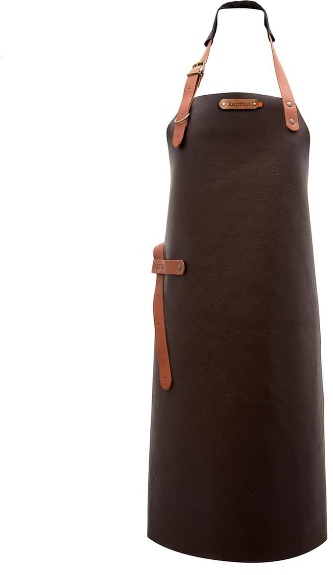Xapron luxe leren (BBQ) schort Kansas - kleur Brown (bruin)