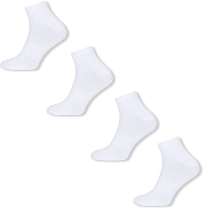 Basset Bamboe - Unisex Quarter Sokken - 4-Pack - Maat 43/46 - Wit