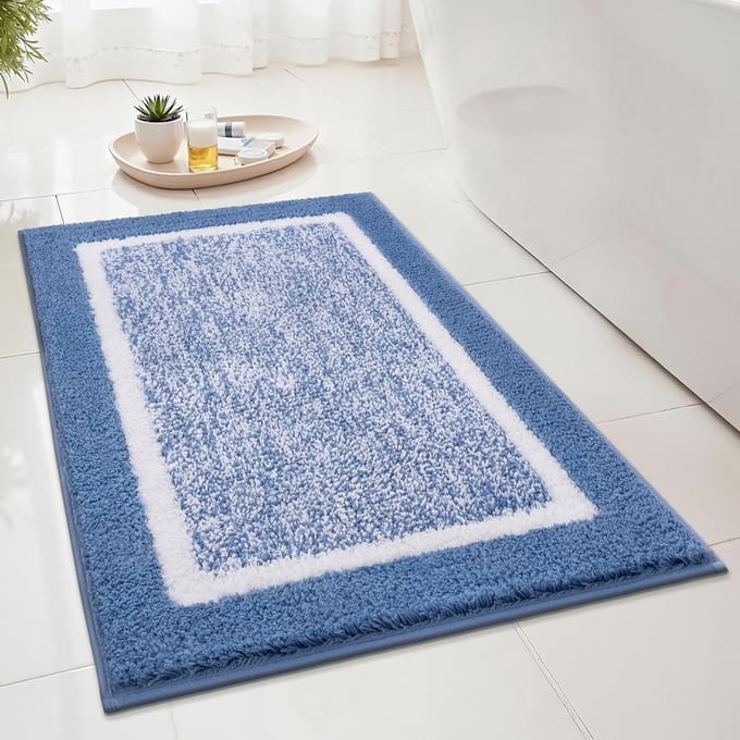 Zachte en Absorberende Badmat van Microfiber, Antislip en Machinewasbaar, 50 x 80 cm, Blauw