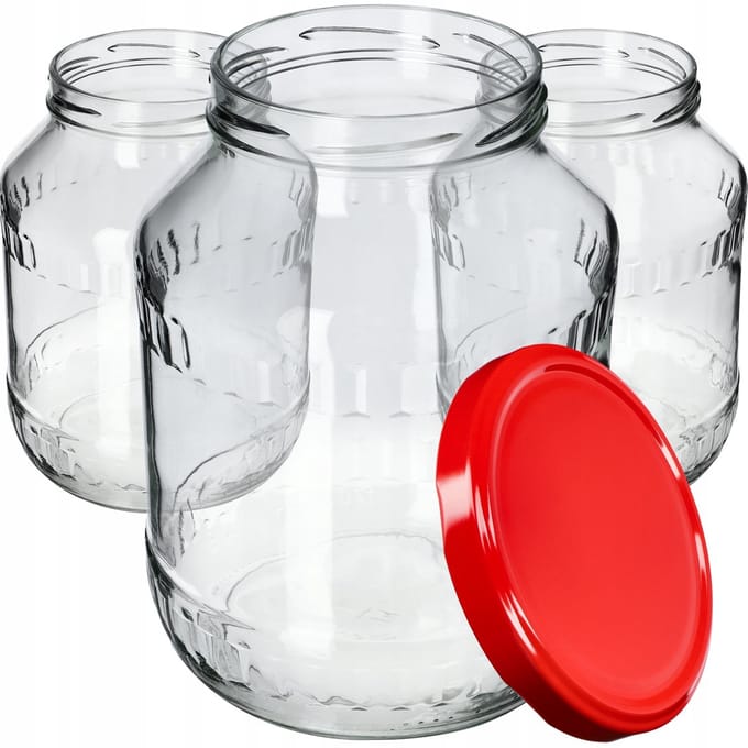 KADAX Albi glazen pot 2,5L 100mm + rode deksel 8st