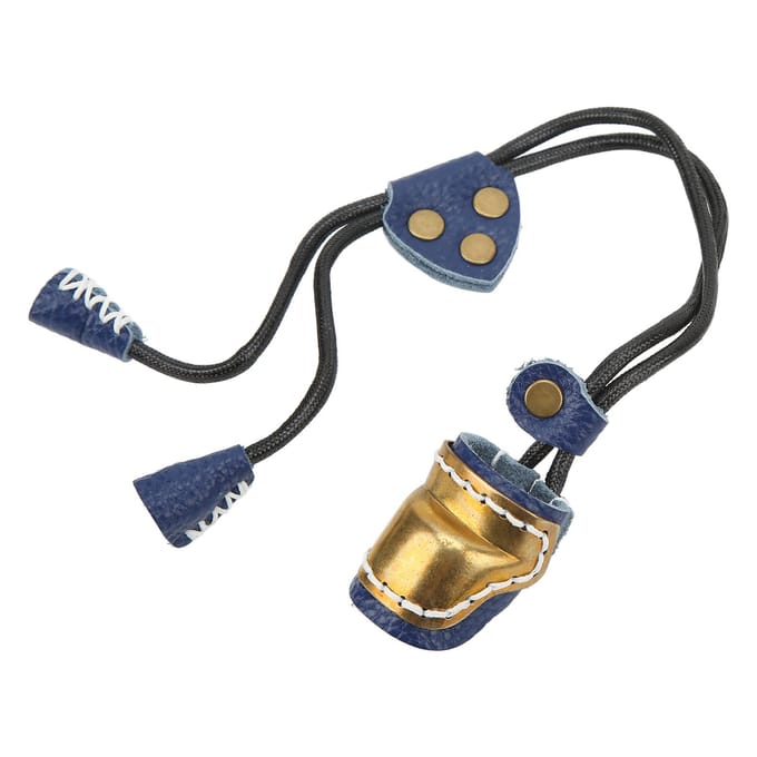 Protection de doigts pour tir à l'arc Protège-doigts en laiton et cuir Anneau de pouce pour tir à l'arc Équipement de tir à l'arc traditionnel Extérieur bleu