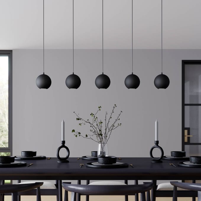 HELAM Hanglamp Midway, zwart, 5-lamps, 105 cm lang, GU10