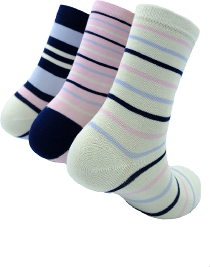 The Sockmaker - Sokken Dames - 3-Pack - Maat 36-41 - Duurzaam Bamboe & Naadloos - Gestreept Navy met Crème