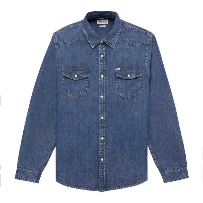 Slim fit denim overhemd met lange mouwen Guess