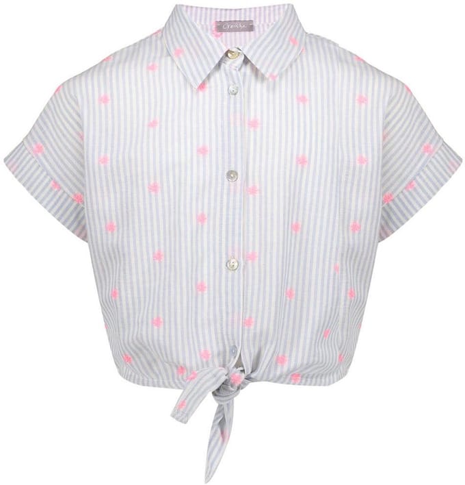 Geisha - Blouse knot neon flower - Wit - Maat 164