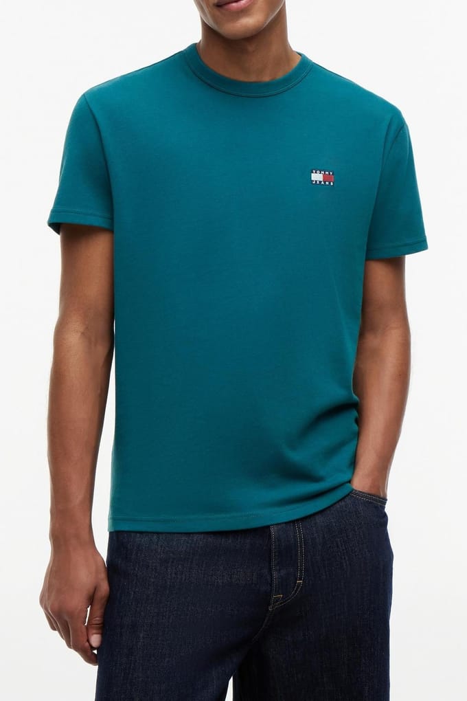 Tommy Hilfiger Regular Badge Tee Ex Polar Teal Größe: M | Basic T-Shirts Outlet | Herren | Cyan
