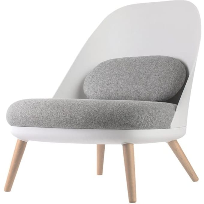Lounge fauteuil, gestoffeerd, B 700 x D 655 x H 755 mm, 4-poten, witte zitschaal