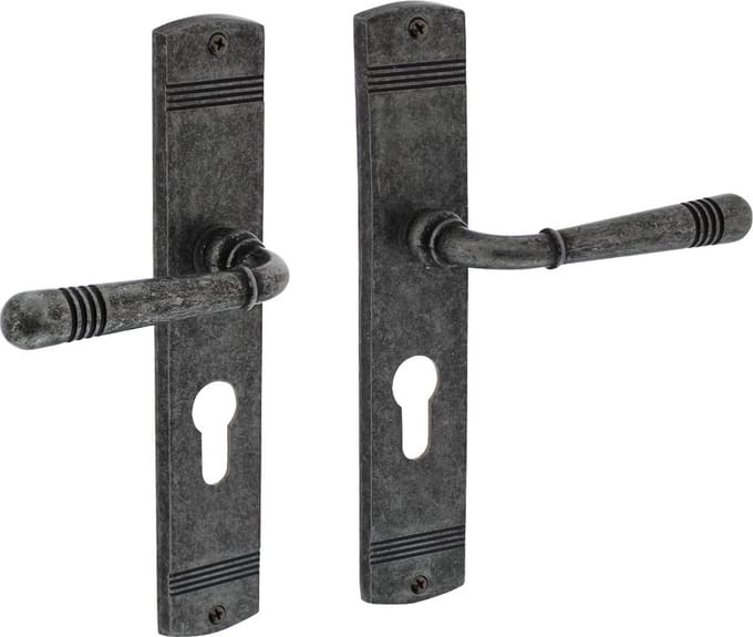 Intersteel Deurkruk Helena op schild profielcilindergat 55 mm oud grijs