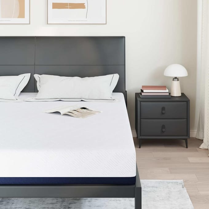 vidaXL - Matras - Wit - en - Blauw - 200 - x - 200 - cm - Jacquard - stof