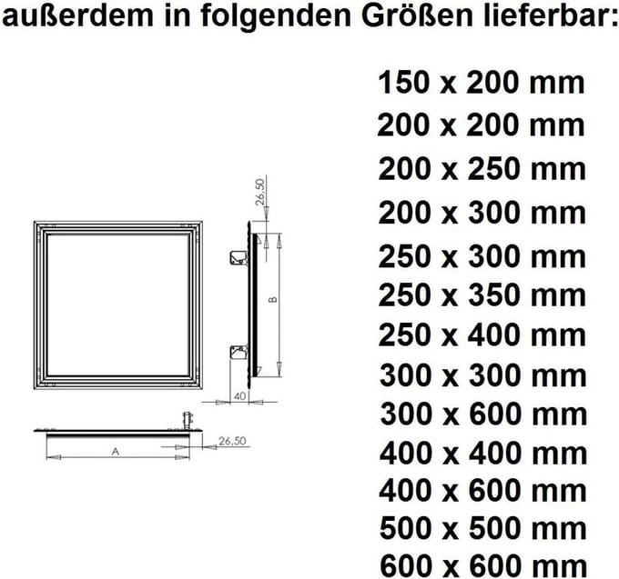 Revisiedeurtje Gipsplaat 200x250mm met Aluminium Frame - Vochtbestendig
