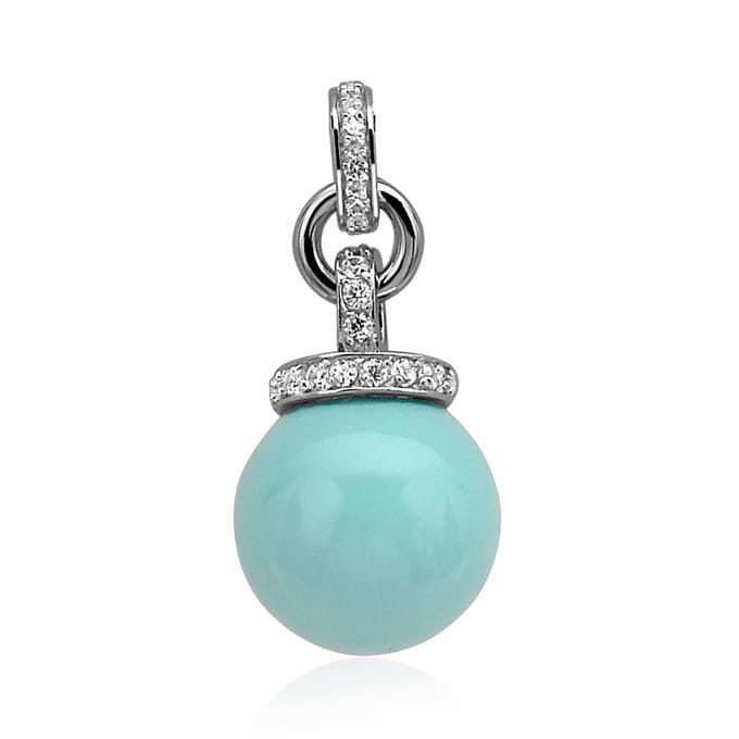 Zinzi zilveren parel hanger turquoise ZIH459T