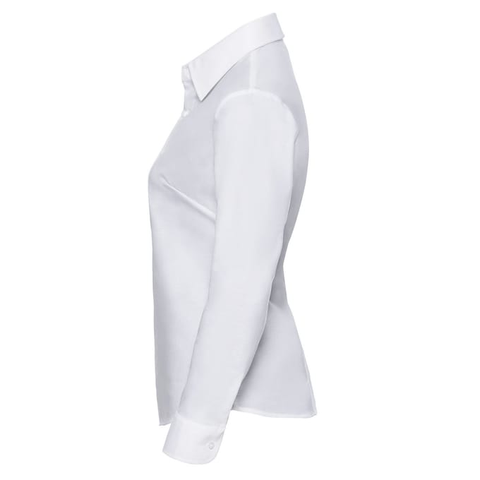 Russell Collection Dames/Dames Oxford Easy-Care overhemd met lange mouwen (Wit)