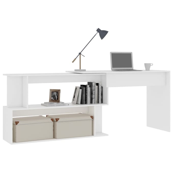 vidaXL - Hoekbureau - 200x50x76 - cm - bewerkt - hout - wit