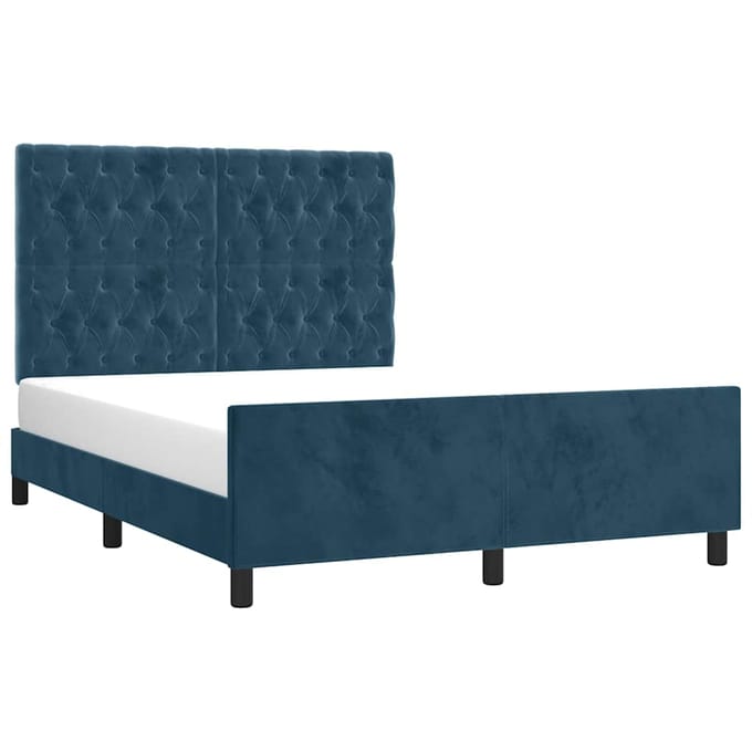 vidaXL - Bedframe - zonder - matras - 140x190 - cm - fluweel - donkerblauw