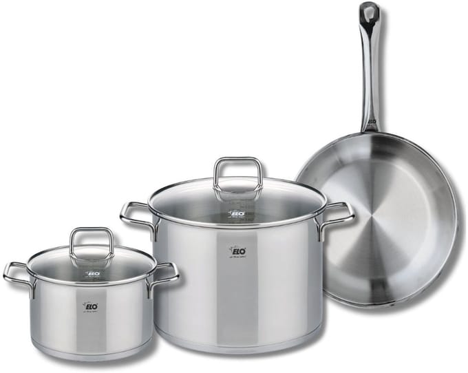Set van 1 Koekenpan 28 cm en 2 kookpotten 20 en 26 cm Elo Profi Citrin