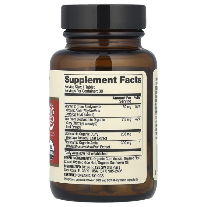 Dr. Mercola, Biodynamic®, Iron from Organic Curry, 30 Tablets