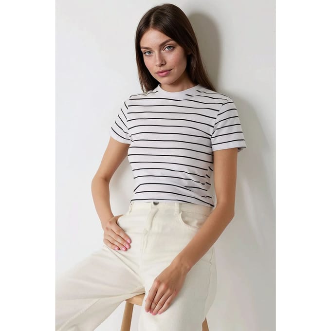 Gestreepte Crew Kraag T-shirt