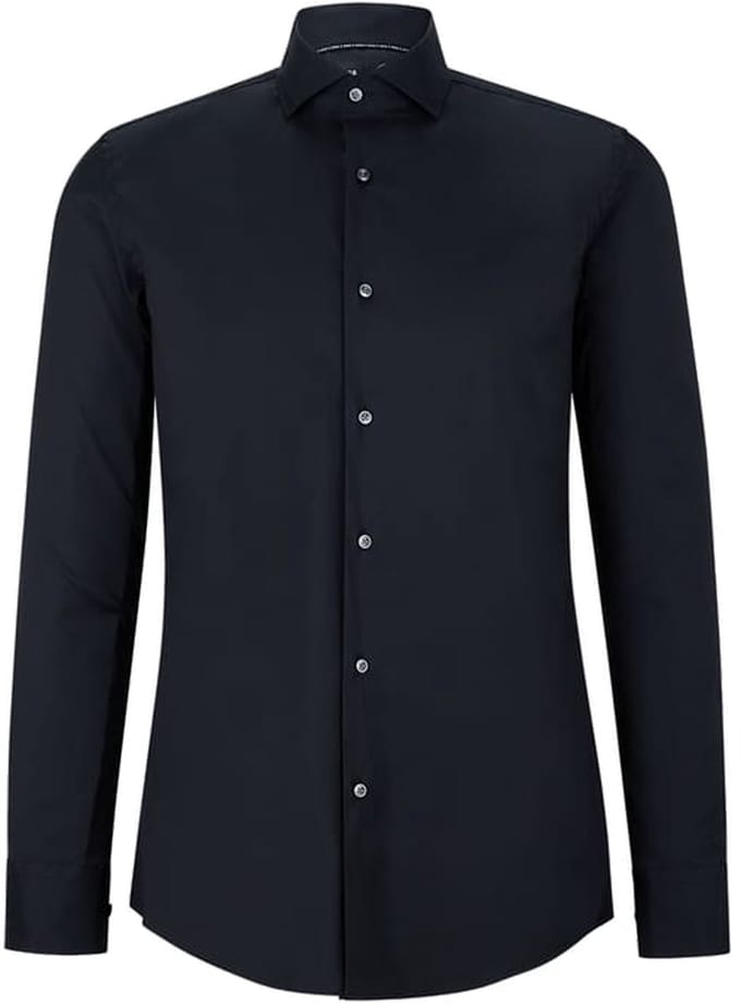 BOSS Hank slim fit overhemd - popeline - zwart - Strijkvriendelijk - Boordmaat: 46