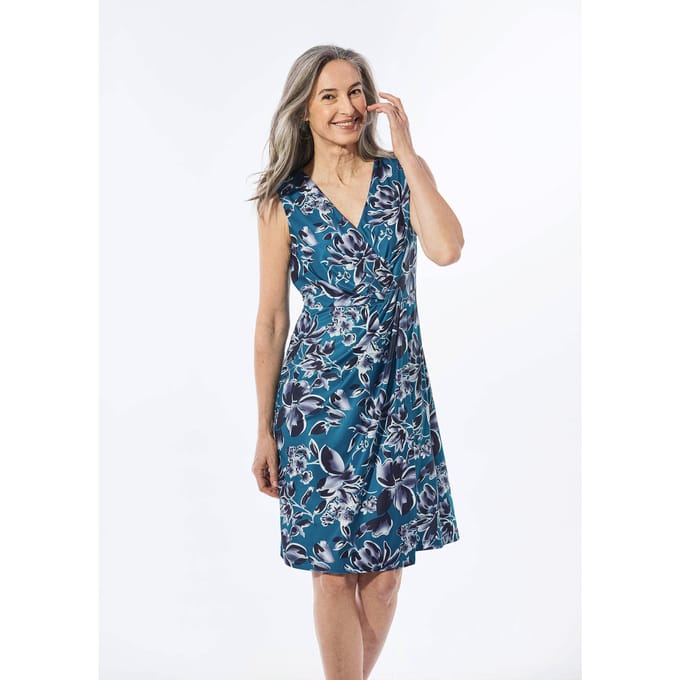 Jurk - blauw / marine / gebloemd - Gr. 21 van Goldner Fashion