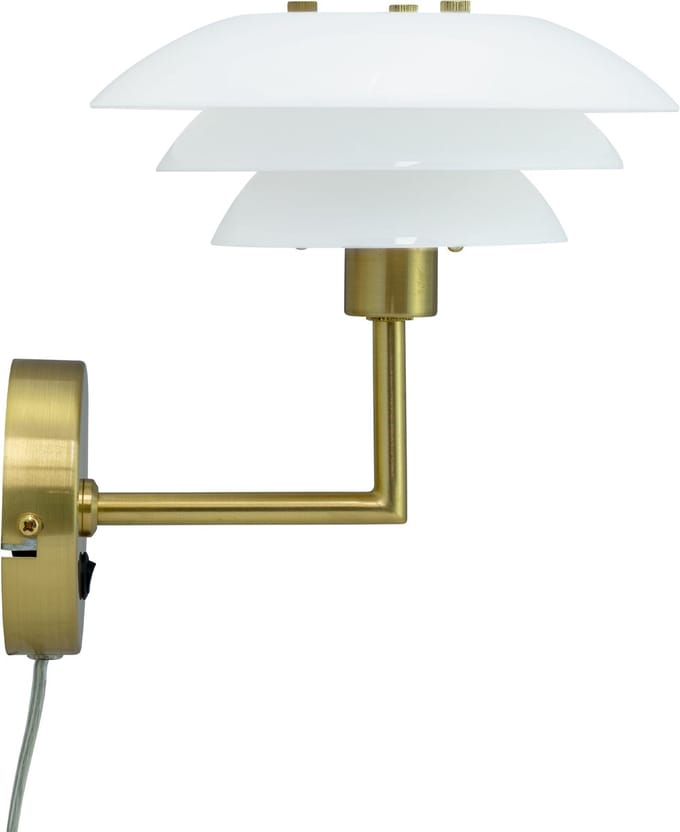 Dyberg Larsen wandlamp DL20, opaal/messingkleurig, glas