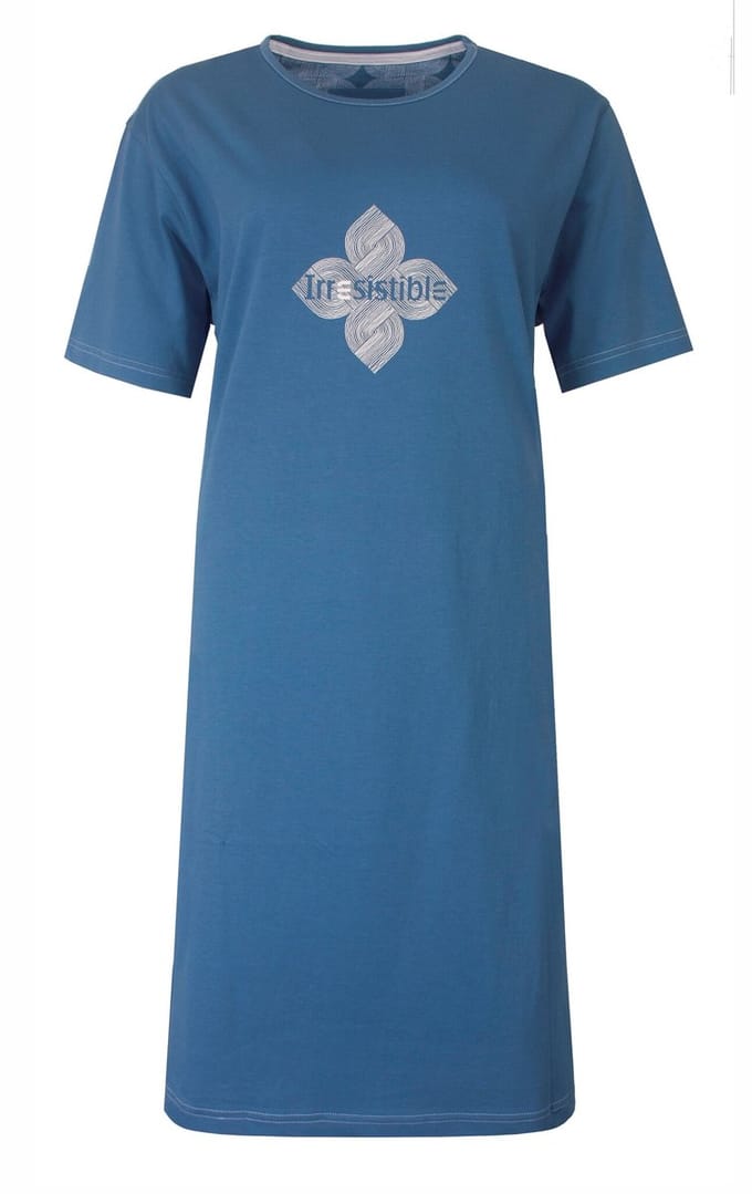 Irresistible Dames Nachthemd - Korte Mouwen - Ocean Blue - Maat XL